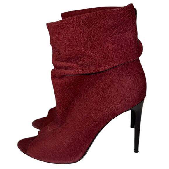 Burberry Burlison Burgundy Suede Leather Slouchy Ankle Boots Size 39 - Picture 4 of 13